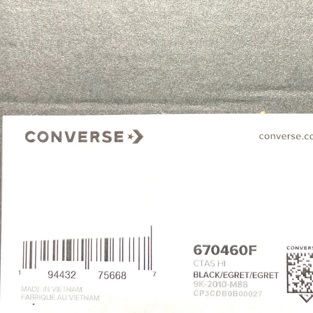 Converse Women's Size 6 670460F CT All Star High Top Black Egret Canvas Sneakers - Picture 7 of 7
